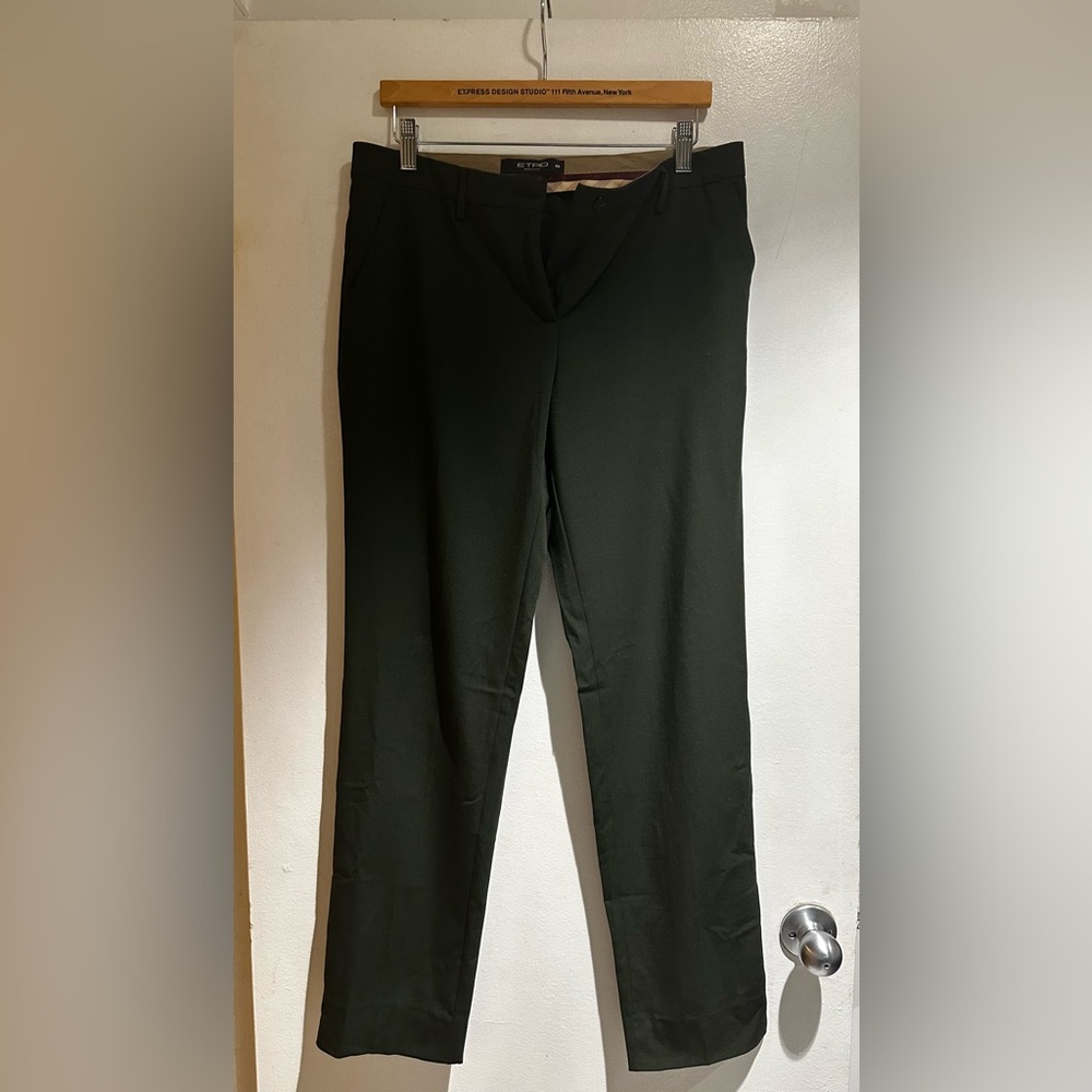 Etro Pants Dark Olive Green Wool Pants